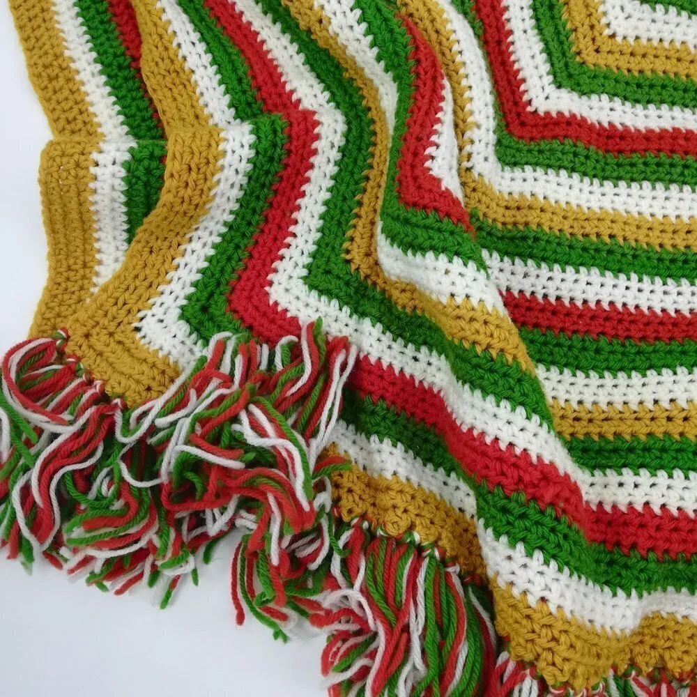Vintage Granny Square Crochet Rectangle Afghan